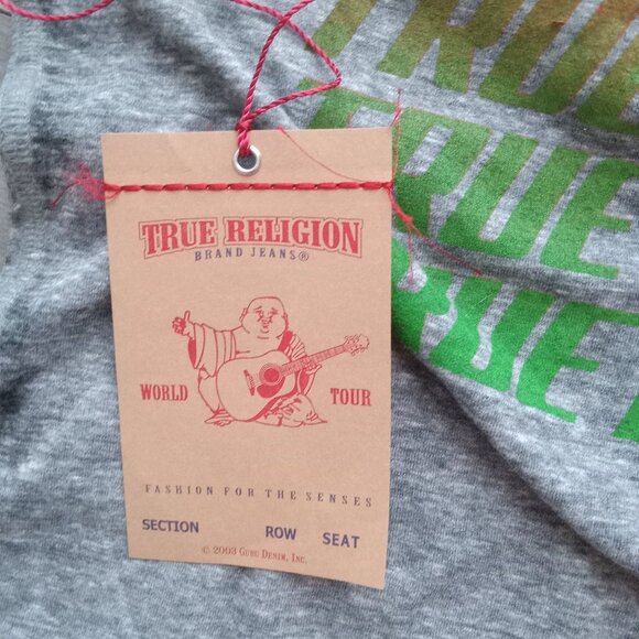 True Religion Muscle Car Henley Gray Black Burnout Small - Picture 12 of 12